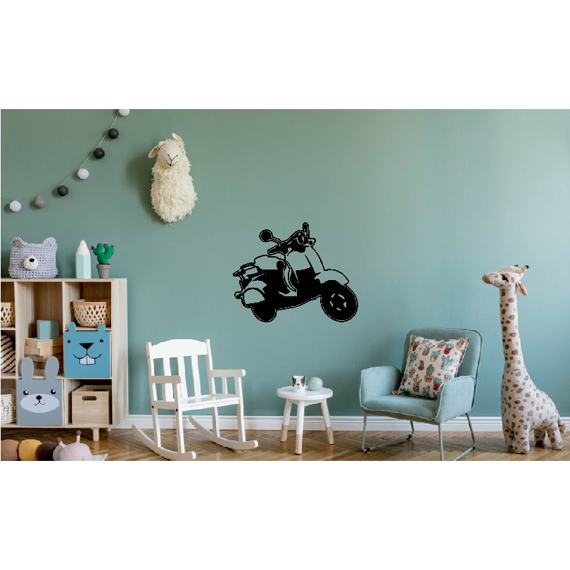 Wallstiker Motor Vespa Tua Vintage Hiasan Stiker Dinding Kamar Decor