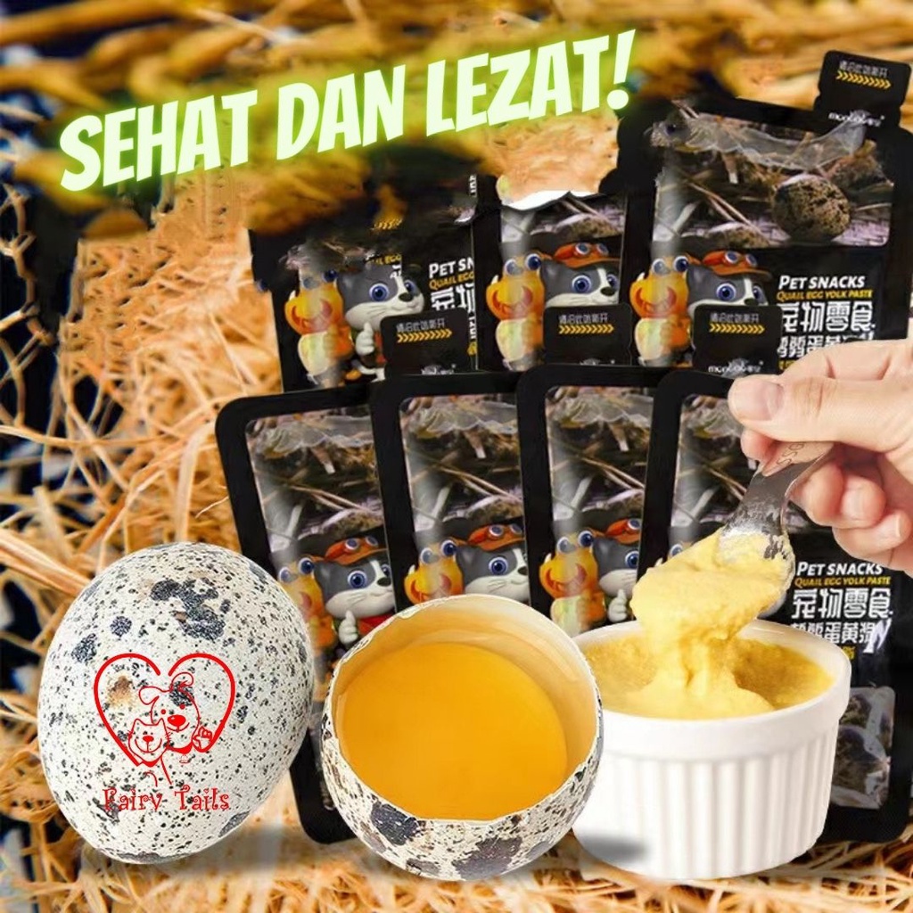 Snack Makanan Basah Kuning Telur Burung Puyuh Pouch 50gram Untuk Anabul Anjing dan Kucing Nutrisi Tambahan Kaya Vitamin dan Mineral / Quail Egg Yolk Wet Food Snack Topping For Pet Dog and Cat