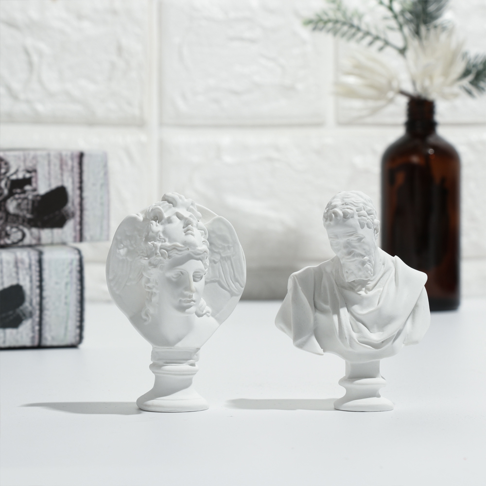 SUYOU Crafts Gypsum Bust Portraits Mini Figurine Famous Sculpture Plaster Statue Celebrities Nordic Home Decor Desktop Ornament Drawing Practice Greek Mythology