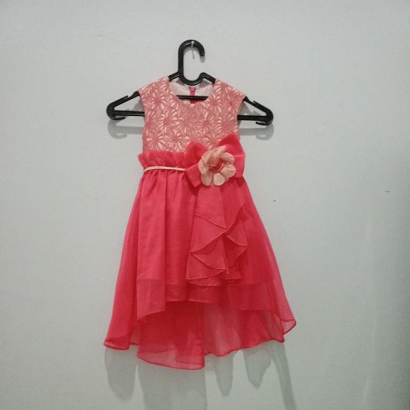 Gaun Anak Perempuan Merah Bunga (Preloved)