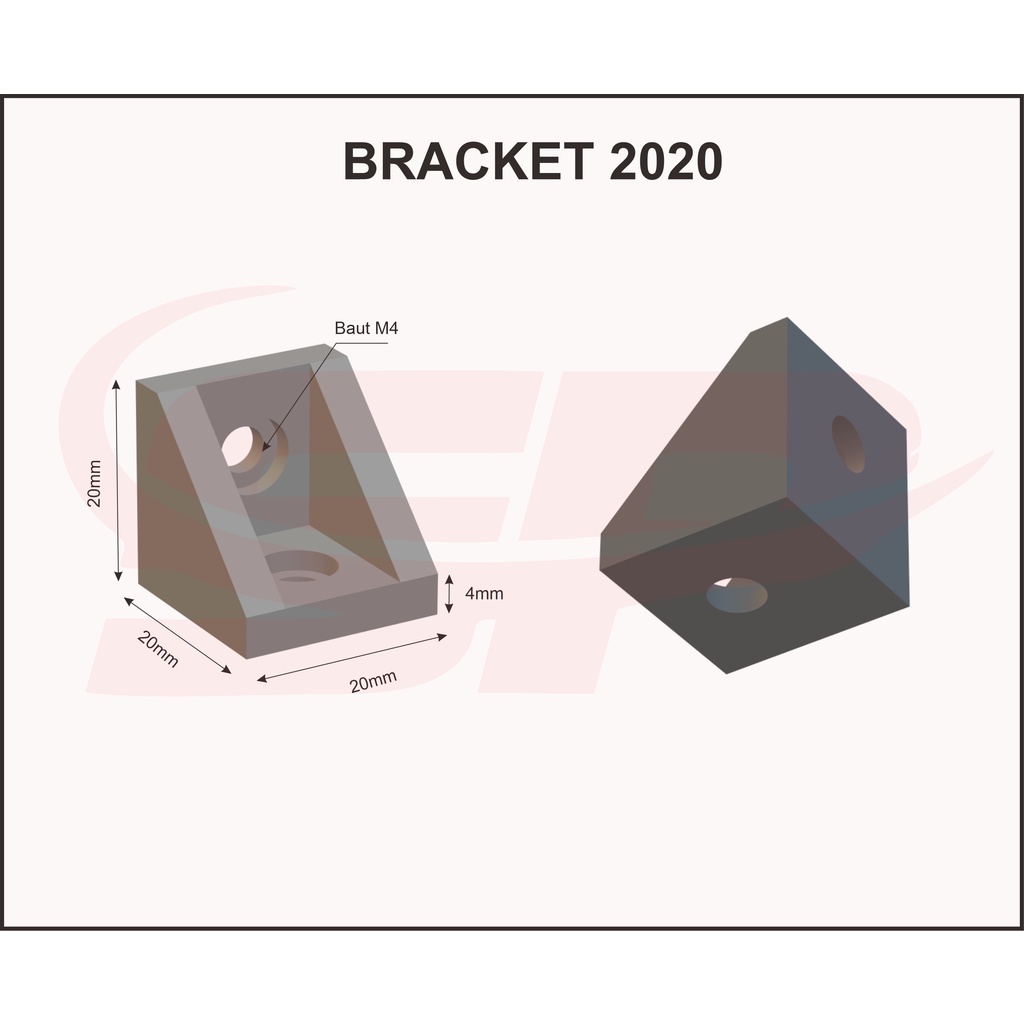 BRACKET ALUMUNIUM PROFIL 2020 3D PRINTER