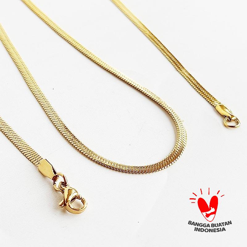 [murah] kalung titanium model gepeng antikarat