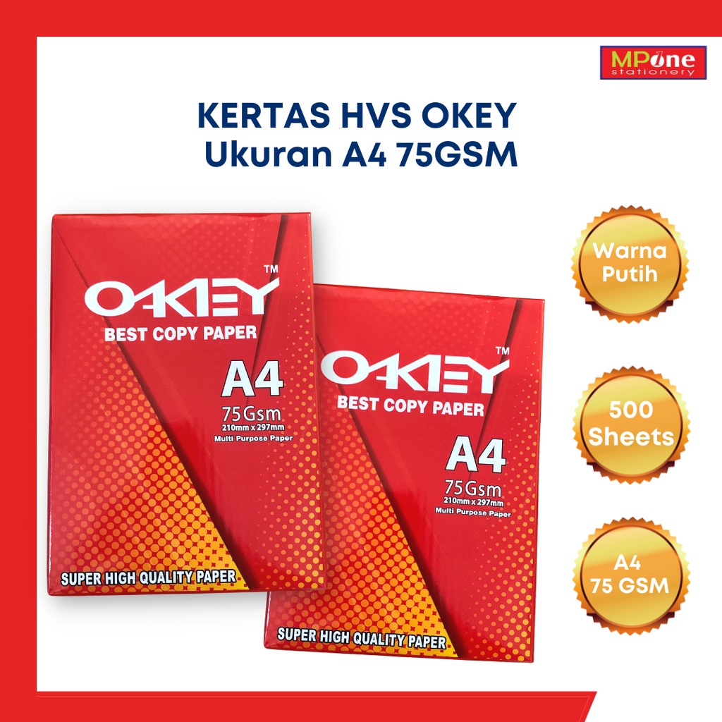 

Kertas HVS Okey A4 - 75GSM / HVS Okey Ukuran A4 75GSM