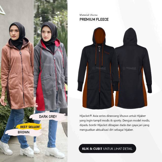 FASHION HJAB MUSLIM MUSIM DINGIN - JAKET HIJAB PREMIUM BAHAN TEBAL HIJACKET AVIA CASUAL LOOK-5