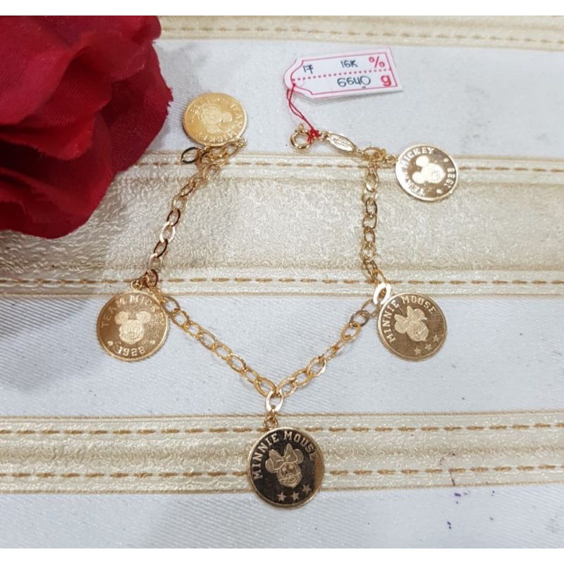 Gelang rantai emas 70 koin mickey