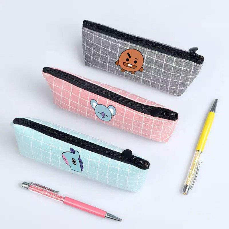 

KPOP BTS BT21 Pen Bag TATA RJ COOKY Make Up Bags Pencil Case
