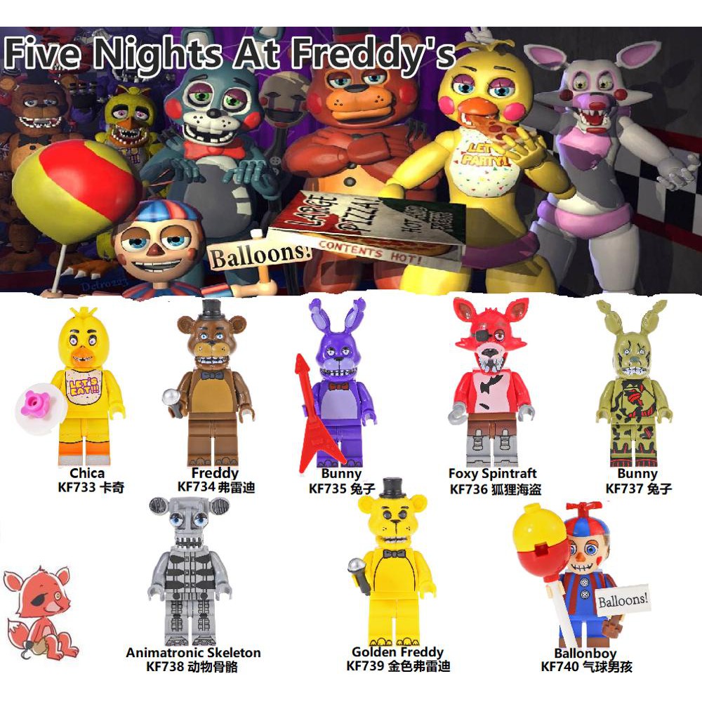 Mainan Lego Anak Free Shipping 8Pcs One Set Building Blocks Famous Movie Five Nights At Freddy Foxy