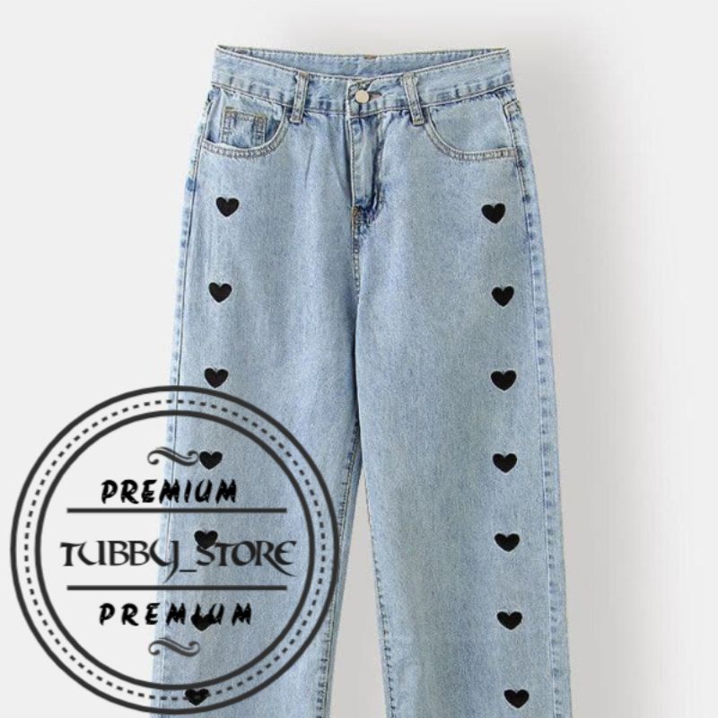 HIGH WAIST KULOT LOVE/KULOT JEANS LOVE/CELANA PANJANG HIGHWAIST KULOT JEANS LOVE BOY FRIEND JEANS/HI