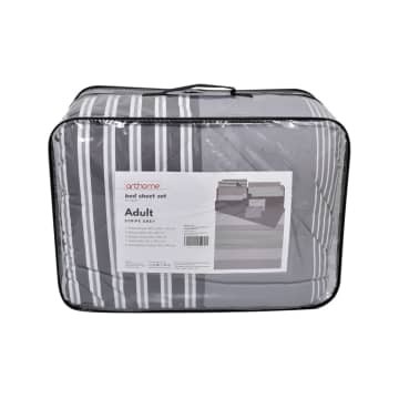 Arthome 180x200+30 Cm Set 8 Pcs Seprai Stripe Abu-abu Bandung Sprei