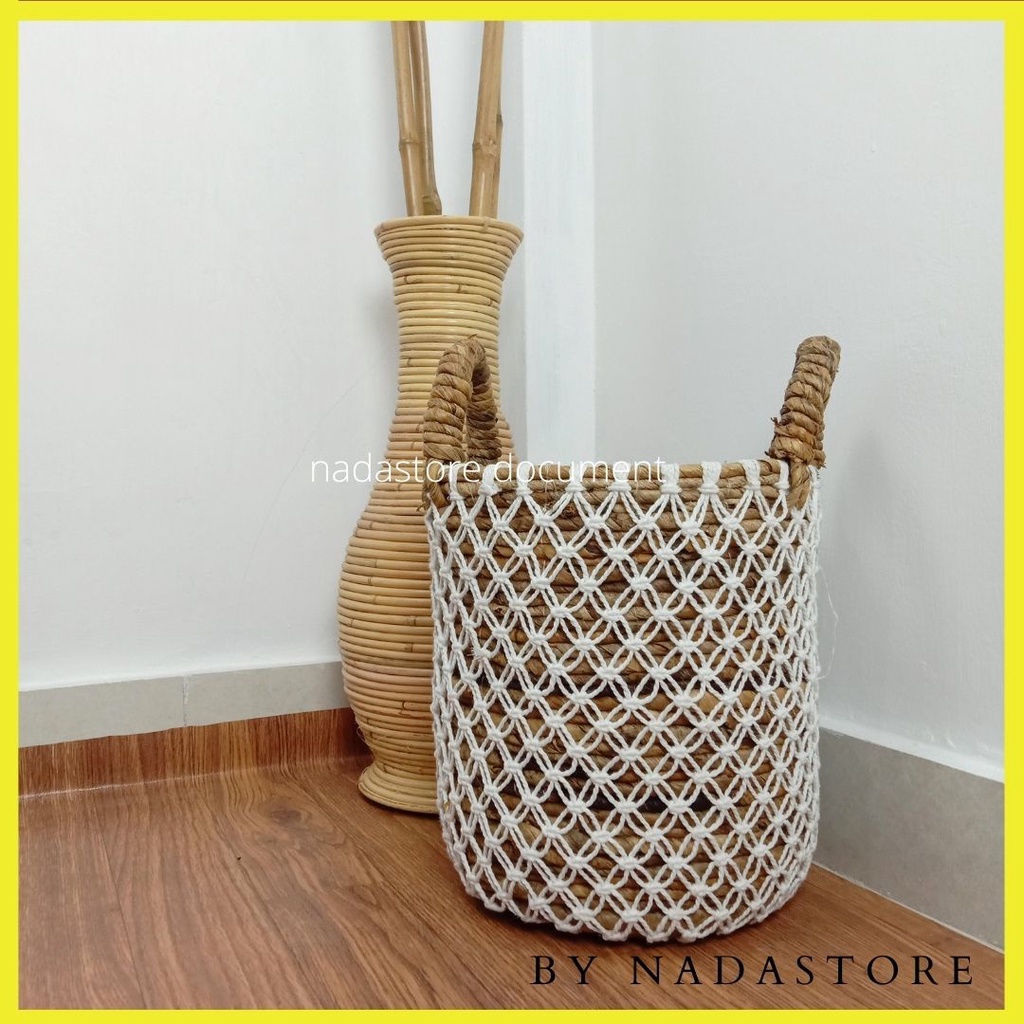 Keranjang Anyaman Banana Macrame / Cover Pot / Keranjang Macrame Keranjang Pelapah Pisang BM001