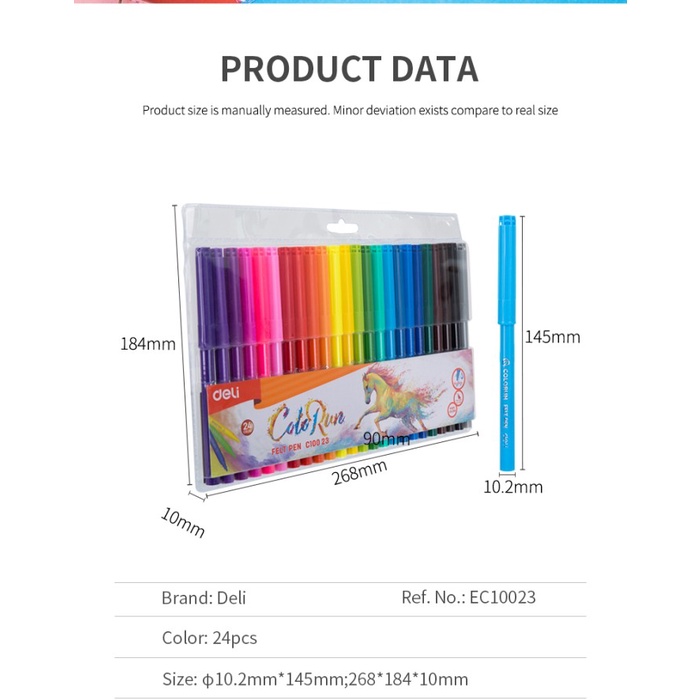 

Buruan Felt Pen 1.0Mm Washable Deli-Spidol Warna Ec10023 Bergaransi