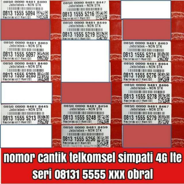 No Cantik Kartu Perdana Simpati 4G Telkomsel 0813 5555 xxx Obral Simpati Kartu Cantik