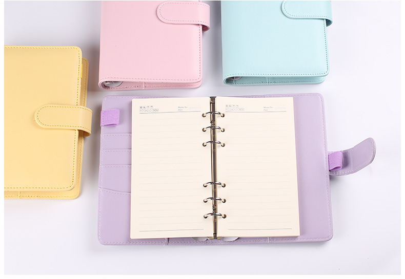 Buku Notebook / Catatan / Agenda / Diary Cover Kulit Pu Warna Macaron Ukuran A5 / A6