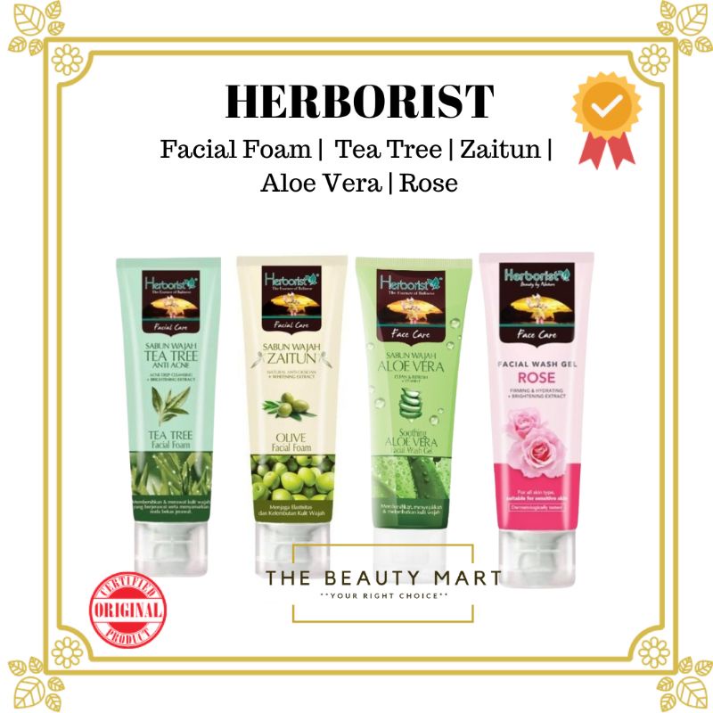 Herborist Facial Wash 80gr | Herborist Sabun Wajah 80gr | TEA TREE | ZAITUN | ALOE | ROSE