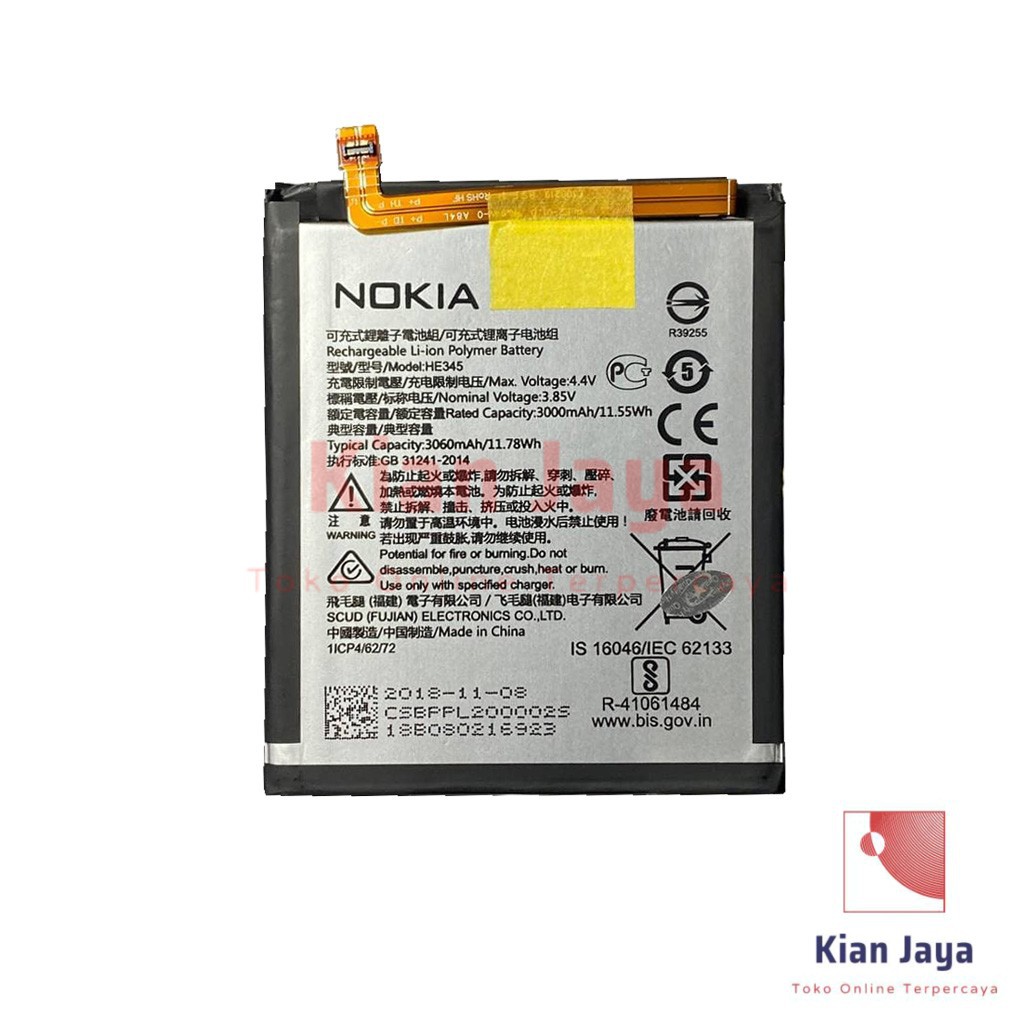 Baterai Original Nokia 5.1+ Plus / X5 / HE345 Batre Batrai Battery Hp 5.1 5,1 5,1+ 100% Ori