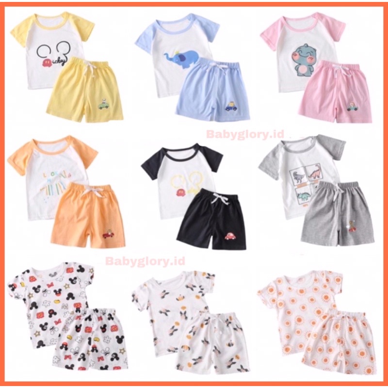 Baju Setelan Anak Perempuan Laki Laki Import PREMIUM / Baju Anak Santai / Setelan Lengan Pendek Import