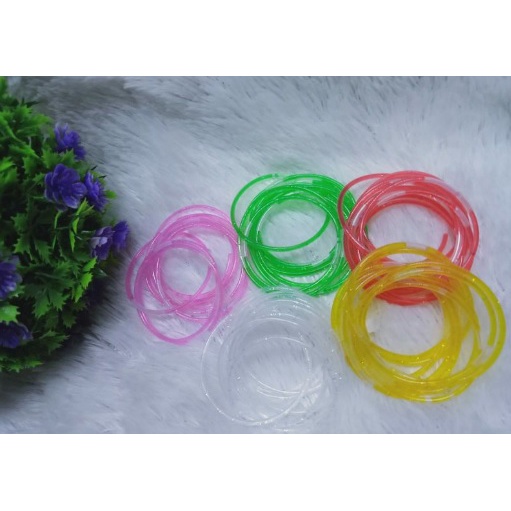 Gelang gliter karet harga / 4 pcs warna warni murah toys pedurungan semarang Perempuan Mainan Anak l