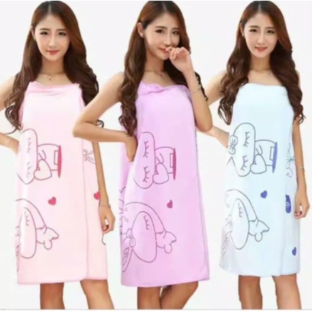 Handuk baju mandi kimono multifungsi Wearable towel karakter lucu