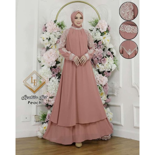 Syakila Set Hijab Gamis Bordir Cantik