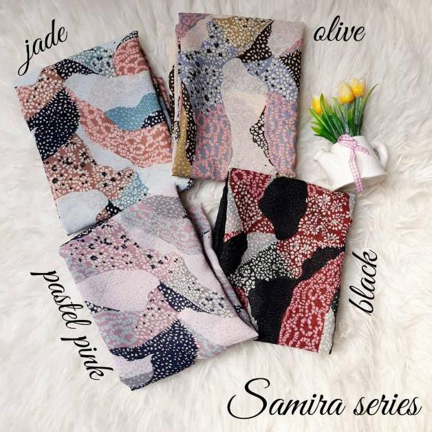 Hijab Samira/Hijab Segiempat/Jilbab Segi Empat/Kerudung Segi4/Square Motif Abstrak/Polycotton