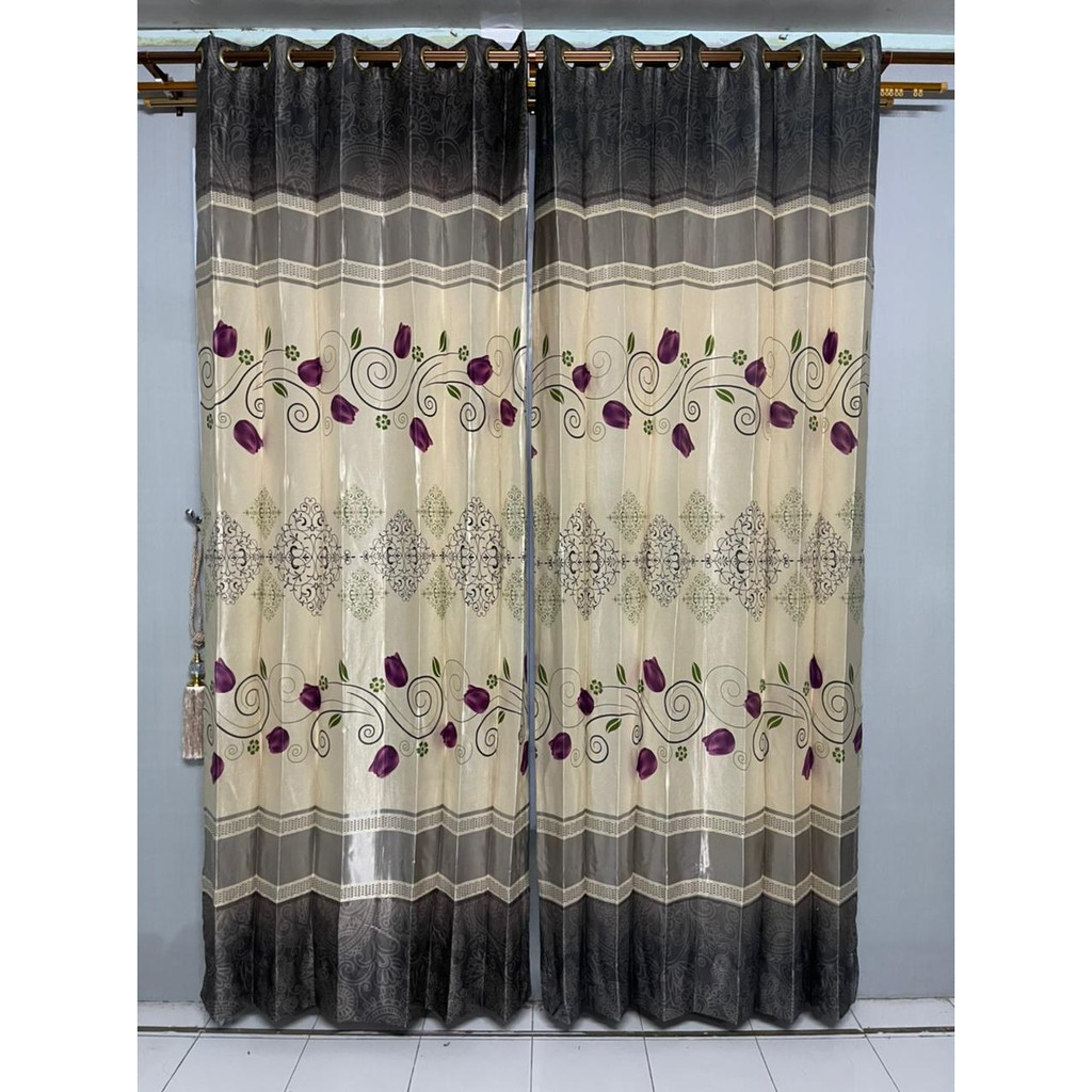 Gorden Blackout Isabela P 250cm L 100cm -Tirai Pintu Motif Bunga Cantik -Interior Ruang Tamu Lengkap