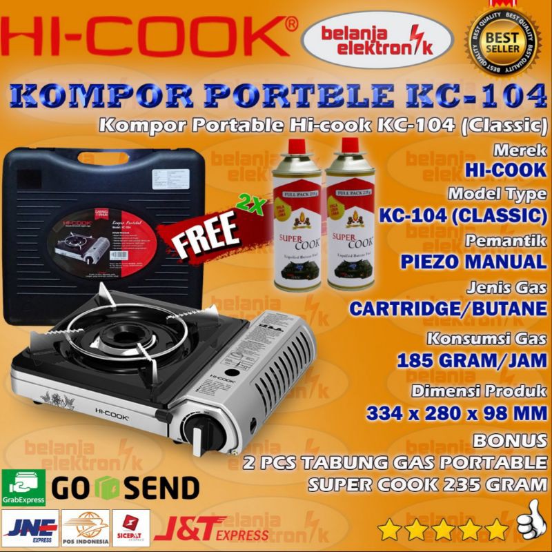 HI-Cook Kompor Gas Portable KC-104 Classic - Ideal untuk Indoor dan Outdoor