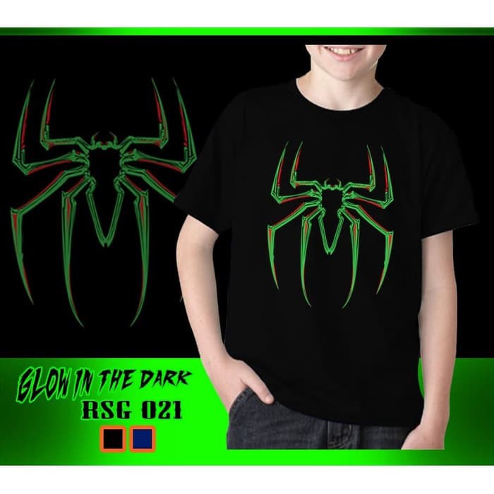 Kaos Anak Laki-Laki Spiderman New Glow in the dark Baju Spider Atasan Rhymes 3 - 13 Tahun