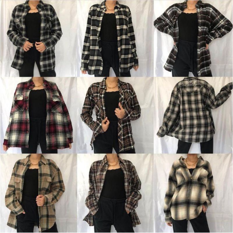 flanel kotak kotak best seller baju flanel unisek