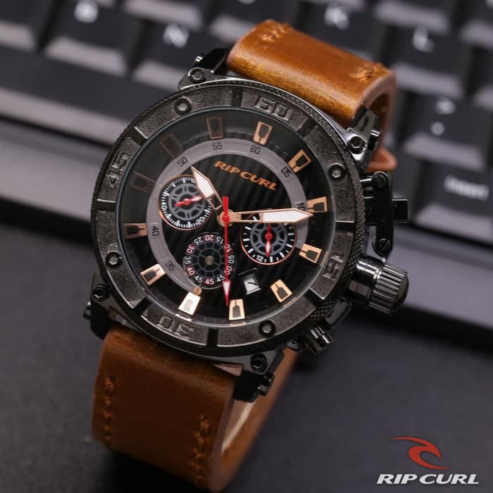 JAM TANGAN PRIA RIPCURL KULIT CHRONO ACTIVE BROWN