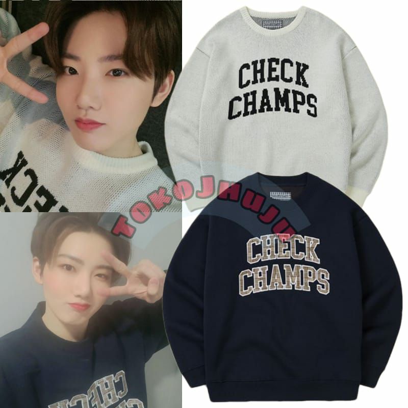 Basic Sweater Treasure Junkyu Style CHECK CHAMPS sablon depan