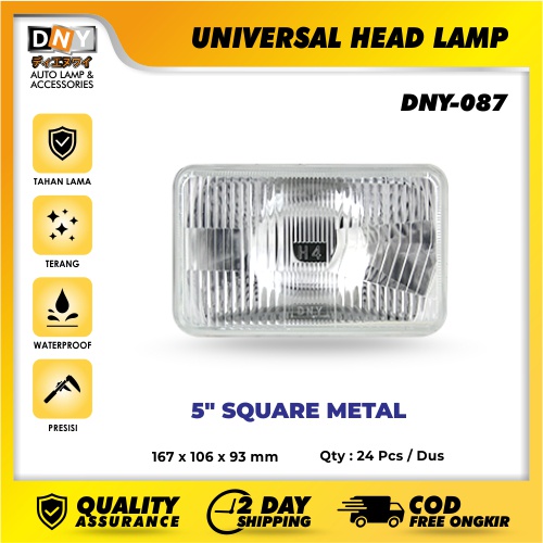 Head Lamp DNY 5” Square Metal Universal