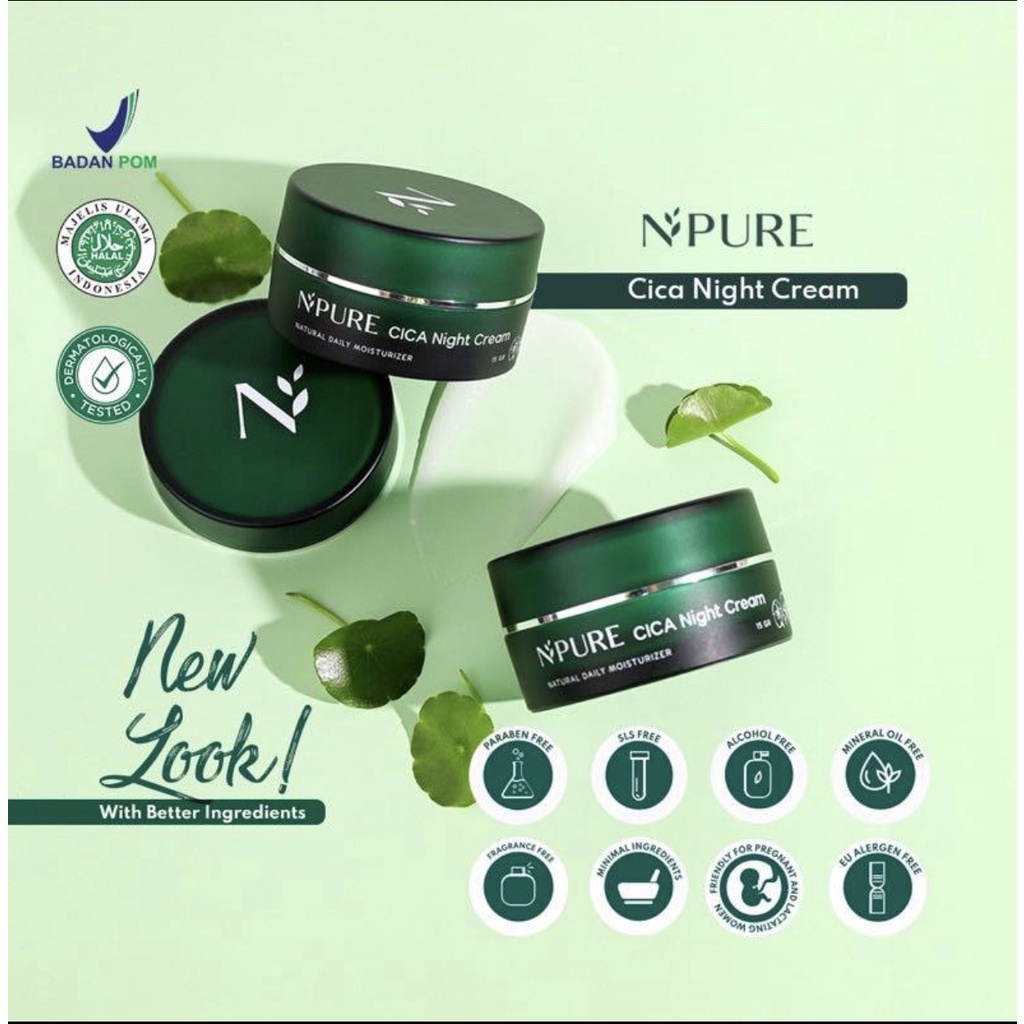 NPURE Npure Day Cream Night Cream Centella Asiatica (Cica Series) Pelembab Wajah Krim Pagi Krim Malam N'pure