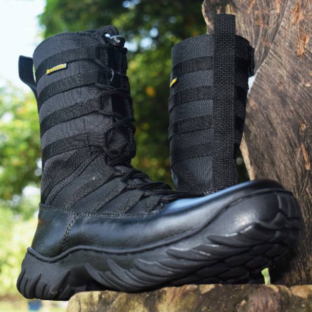 Sepatu pdl ninja dari bahan kulit untuk dinas lapangan bahan utama kulit dan kanvas anti air