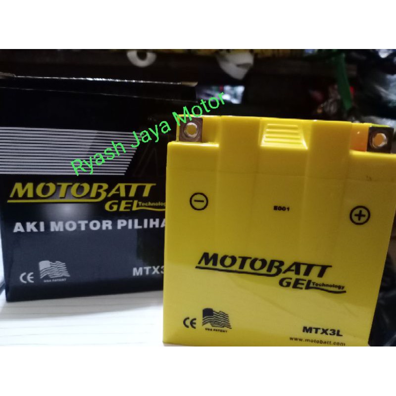 Aki motobatt MTX3L For Rx-king/new/NSR 150/Ninja 150/Satria Hiu 2T/Satria Lumba