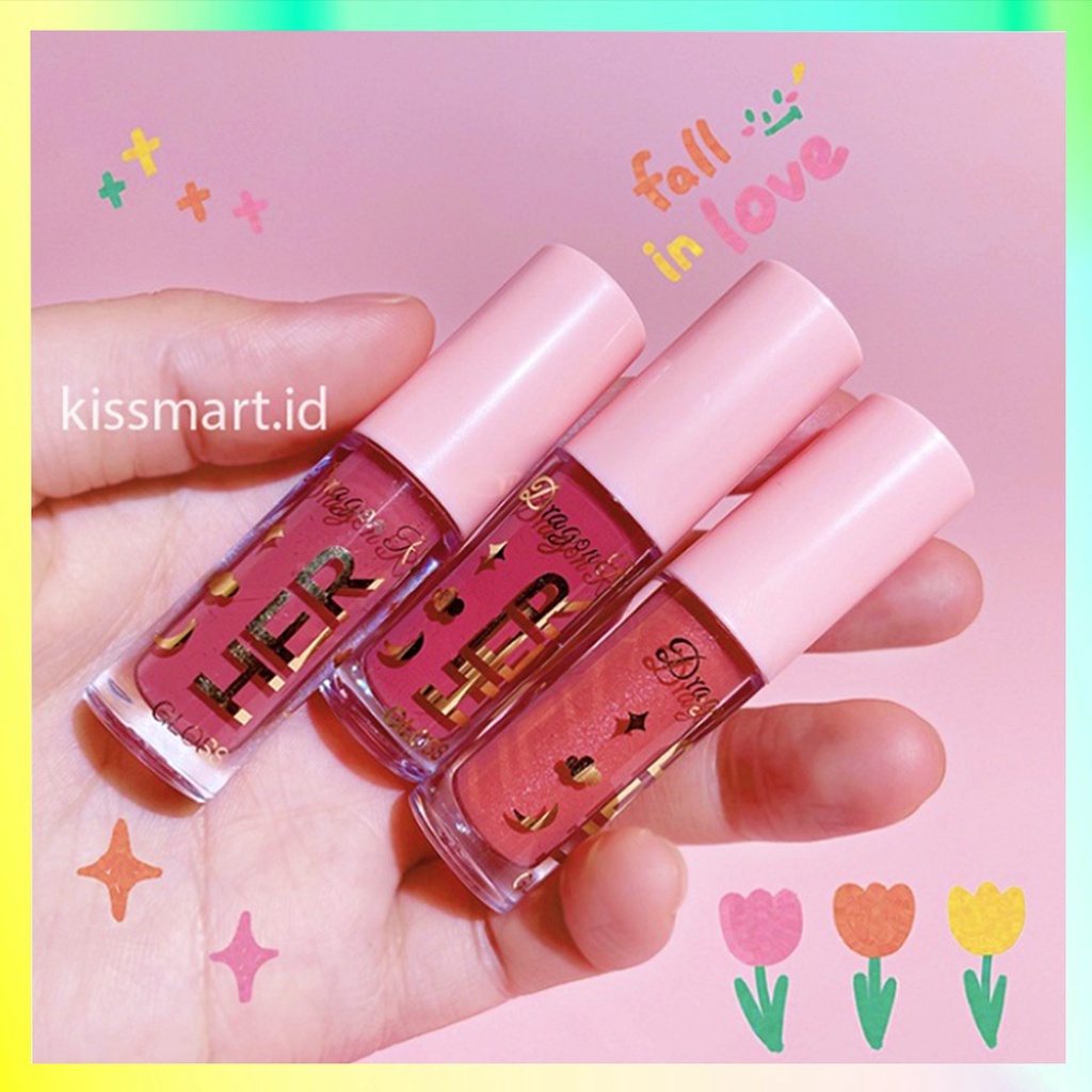 HER Lip Glow Glitter Lipstik Liquid Cair 8 Warna Waterproof Lipstick Dragon Ranee Lipstik Tahan Air dengan Kilauan Glitter yang Menawan XX035