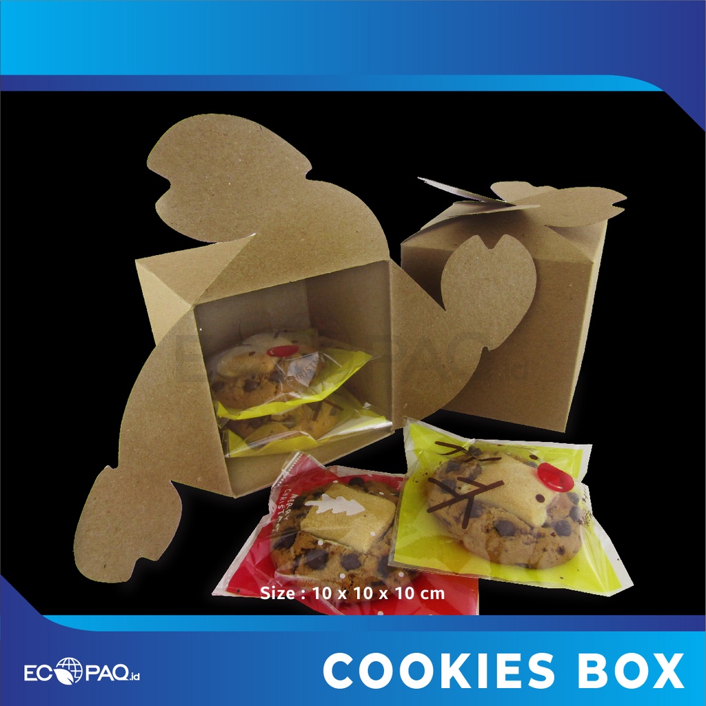 

Box Cookies-Kotak Cookies-Dus Kue Cookies KRAFT COKLAT -10x10x10 cm (50 pcs)