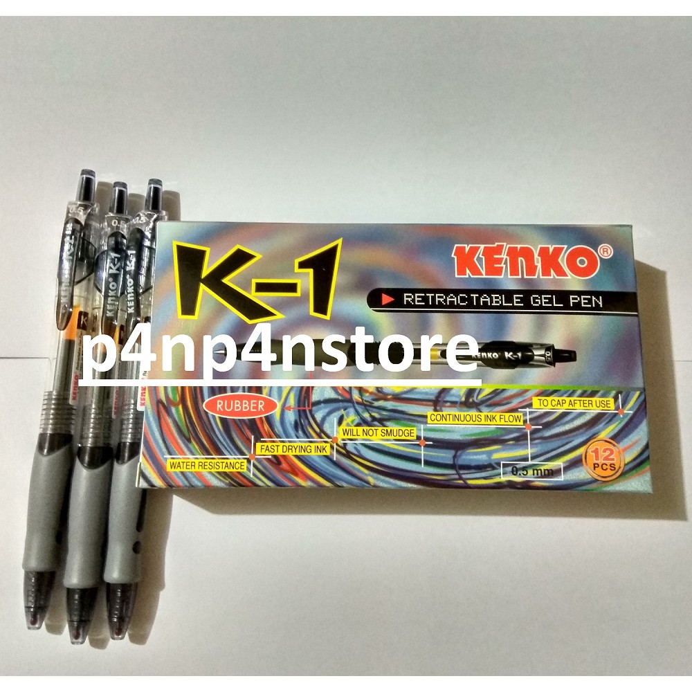 

1 LUSIN Gel Pen Kenko K-1 Black/Pen Gel Kenko K-1 Hitam/Biru