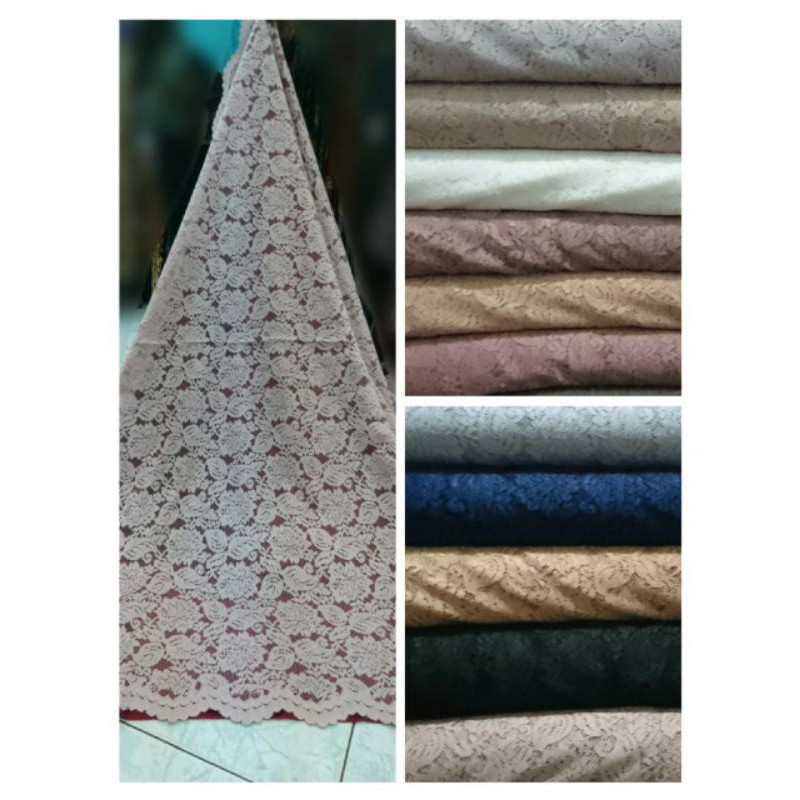 kain brokat/kain broklat soft color motif bunga daun