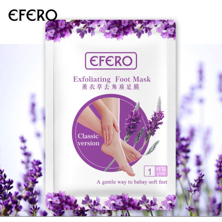 EFERO EXFOLIATING FOOT MASK masker kaki Bunga Lavender Angkat Kulit Mati (1 Pasang)