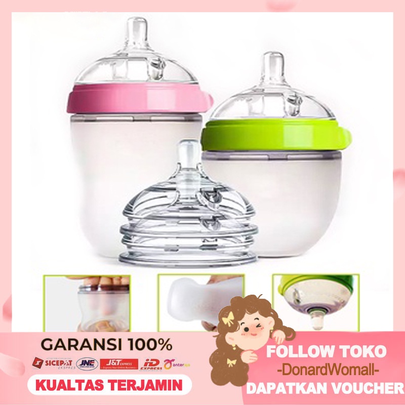 !!!Promosi Botol susu bayi Silikon Leher Lebar (WIDE NECK) Warna Coklat / Botol Bayi dengan sedotan Baby bottle PIKO BELLO botol susu bayi silikon leher lebar bayi botol susu dengan pegangan &amp; sedotan