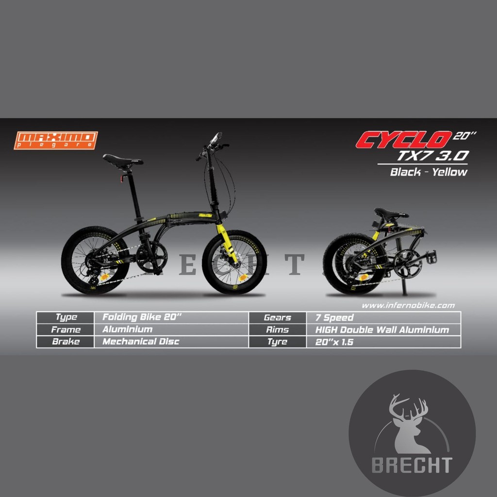 Sepeda Lipat Folding Bike Maximo Piegare Cyclo TX7 3.0 uk 20"