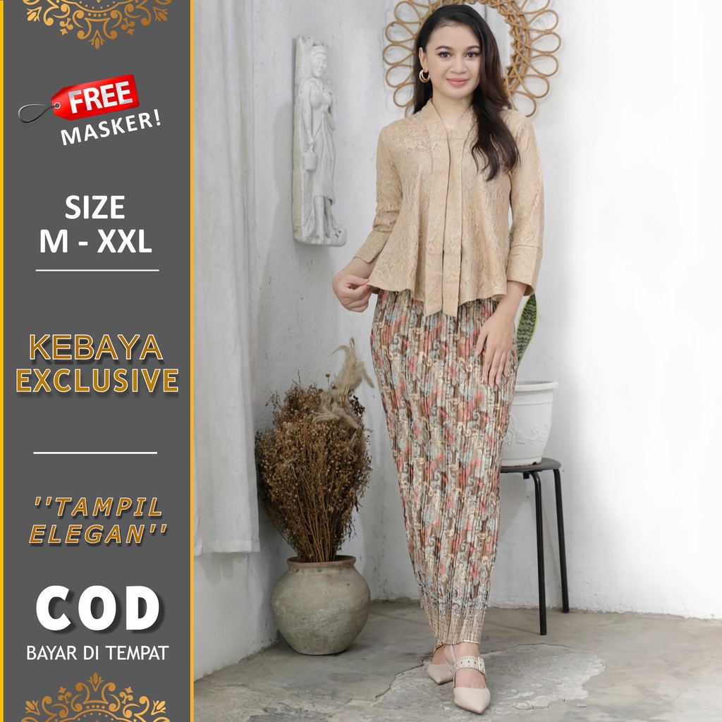 Set Kebaya Floy Brukat / Kebaya Modern Wisuda Wanita Remaja / Kebaya Kondangan Wanita Modern / Atasa