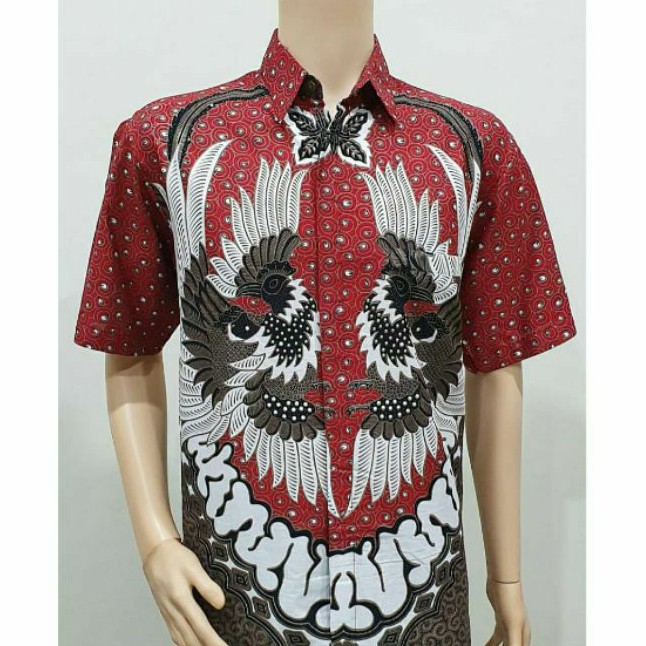 Kemeja Batik Jumbo 4l-5l Lengan Pendek Atasan Baju Hem Pria Bigsize Ukuran Besar Mld