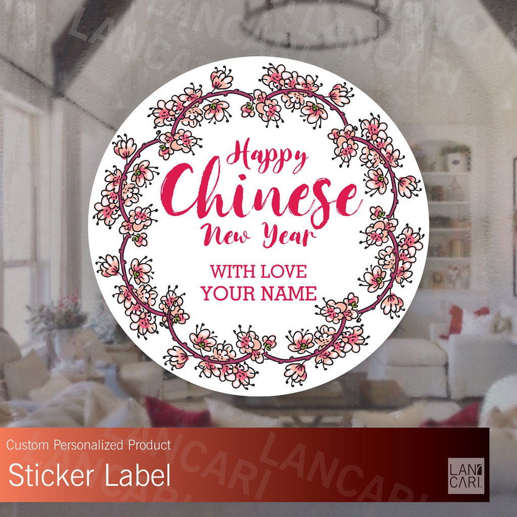 

Stiker Label Chinese new year imlek flower amplop custom Stickers hari raya cina tionghoa labels