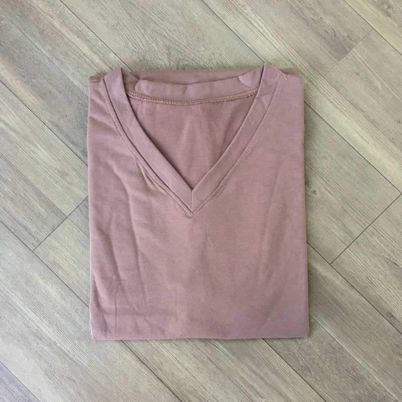 [COD] Kaos polos wanita lengan pendek Oversize Jumbo Murah V neck - by.Nyaman_Kaosan-*Pendek , Coffe