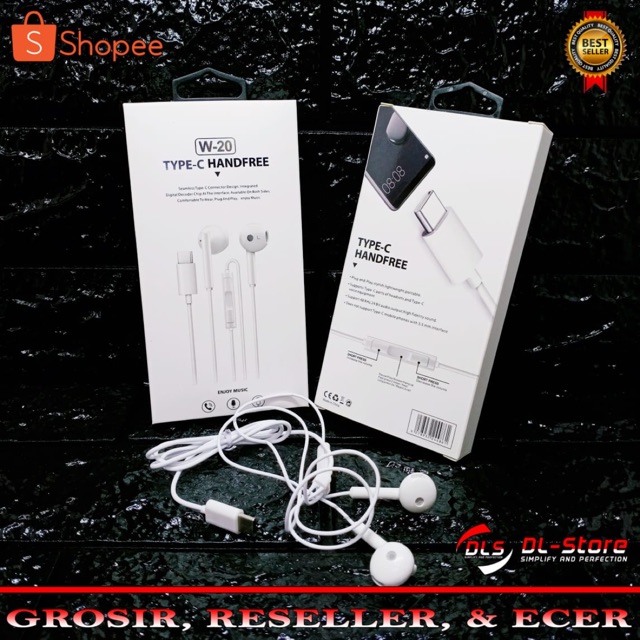 HEADSET TYPE C ENJOY BASS W20 HANDSFREE TYPE C PREMIUM MURAH