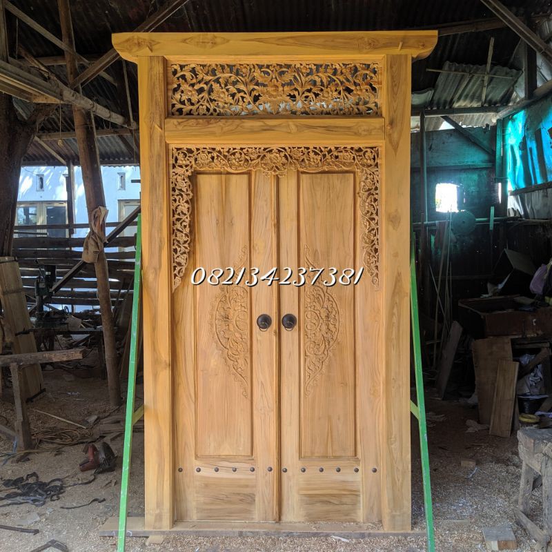 Pintu minimalis Jati kupu tarung Ukiran Gebyok Jepara