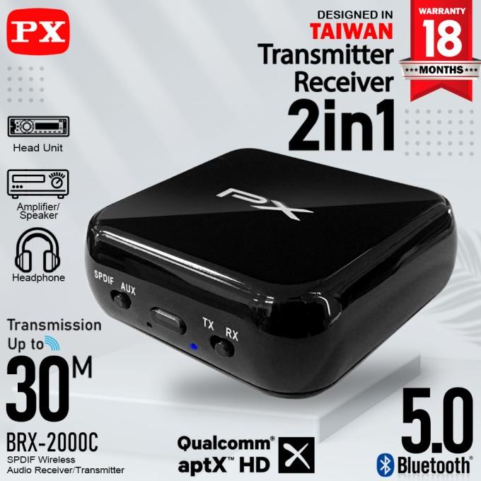 READY STOCK Bluetooth Receiver Transmitter Audio 5.0 HD stereo 2in1 PX BRX-2000C