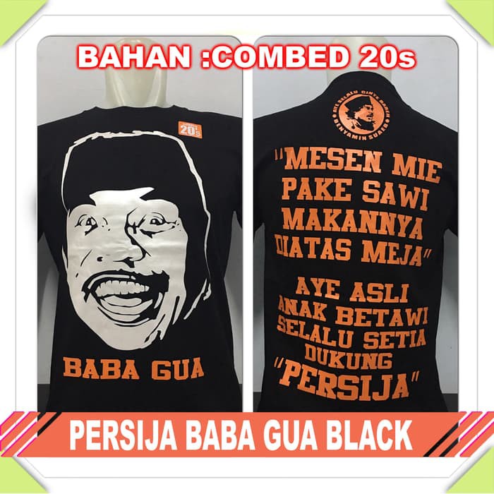 kaos baju distro bola lokal indonesia PERSIJA BABA GUA - Hitam, L