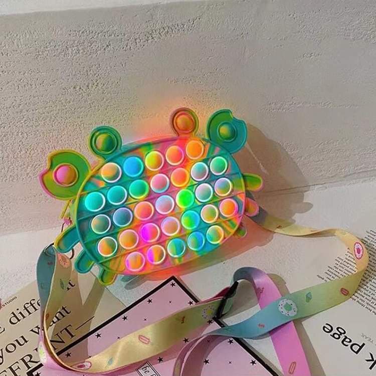 Tas POP IT DENGAN LAMPU LED Model Crab Rainbow